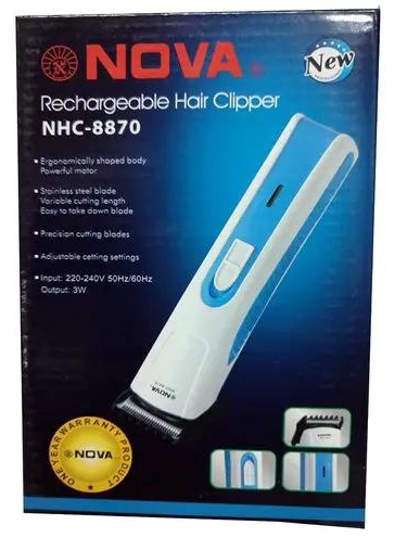 Nova Rechargeable Hair And Beard Trimmer - White and Blue