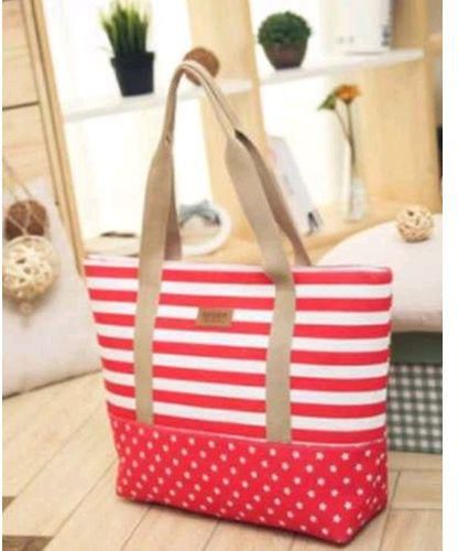 Fashion Ladies' Tote Handbag - Red & White