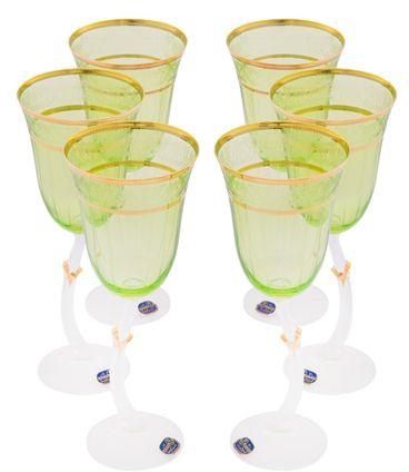 Sheffield Glass Drinking Set - 6 Pcs - Striped Green