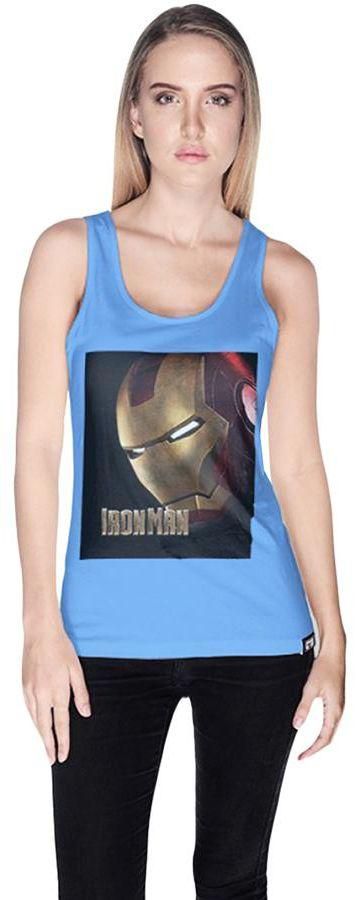 Creo Ironman Movie Poster Printed Tank Top for Women - L, Blue