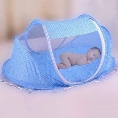 Baby Foldable Bed With Net - Blue