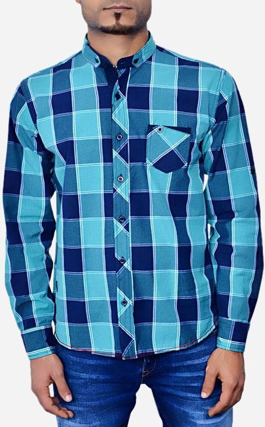 Men's Club Checkered Shirt - Turquoise & Blue
