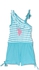 U. S. Polo Assn. Asymetricl Romper - Turquoise Stripe, 6 Us