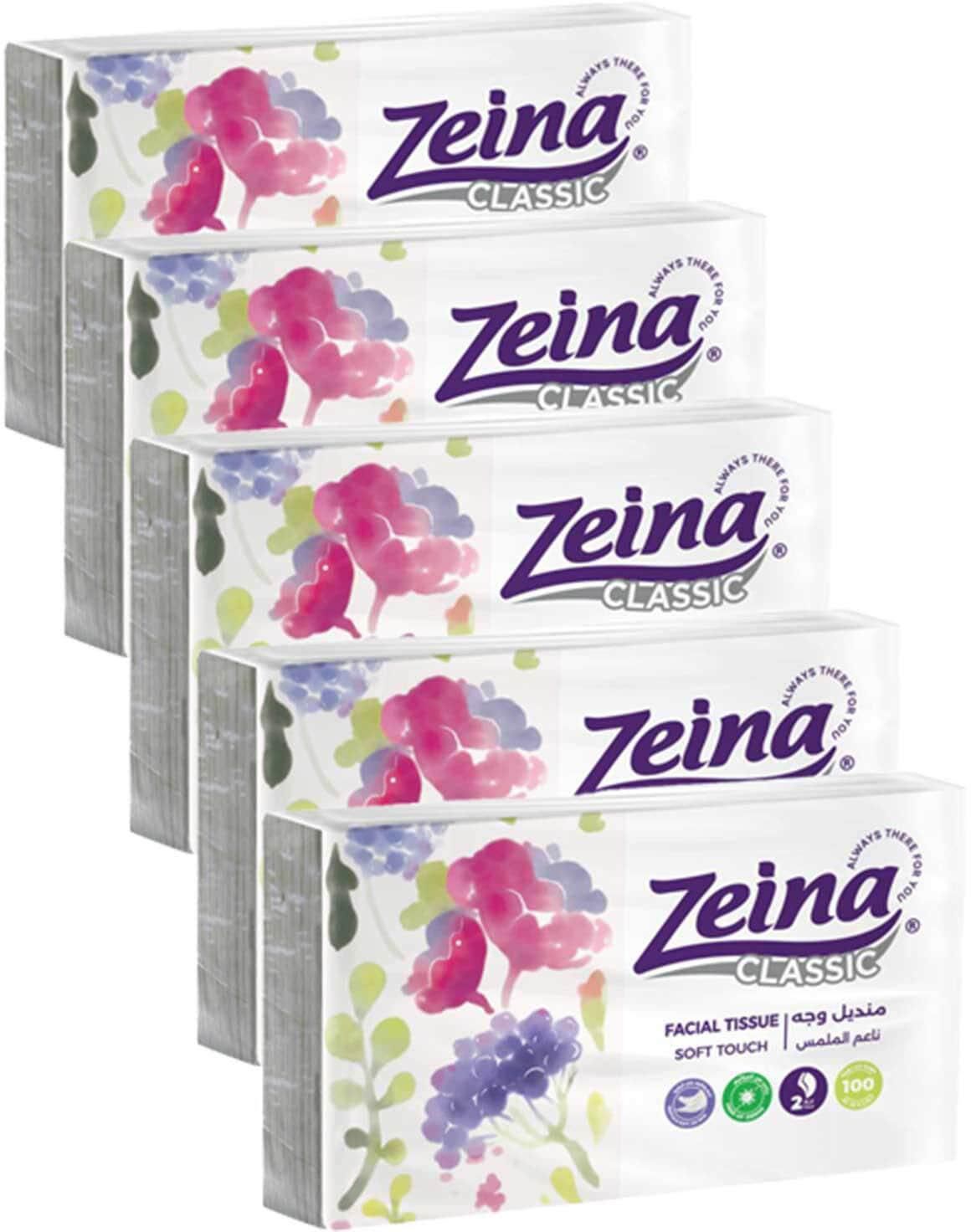 Zeina Facial Tissues - 100 Tissues - 5 Pieces