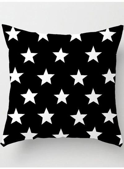 Star Printed Cushion Cover White/Black 45x45centimeter
