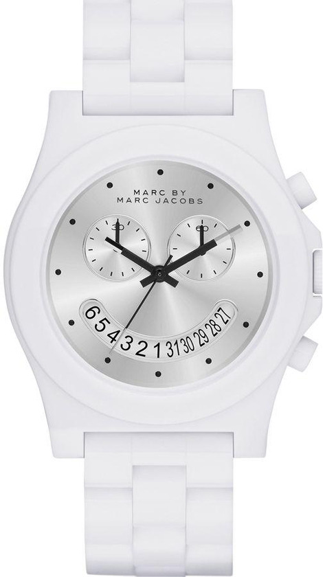Marc by Marc Jacobs Raver Women's Silver Dial Resin Band Chronograph Watch - MBM4573