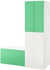 SMÅSTAD دولاب ملابس مع وحدة تُسحب للخارج - أبيض أخضر/مع مصطبة تخزين ‎150x57x196 سم‏