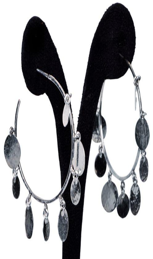 AD'oro Hoop Coins Earrings - Silver