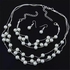 Fashion Charm Bridal Pearls Silver Plated Necklace Earrings Bracelet Set Women Engagement Wedding Jewelry Sets Party Gifts - Silver
