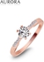 Auroses Scalloped Solitaire Ring 925 Sterling Silver 18K Rose Gold Plated