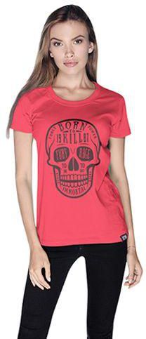 Creo Born To Kill Bikers  T-Shirt For Women - M, Pink