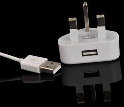 UK Plug USB Converter Power Adapter Wall Charger  Charging Cable for iPhone iPad