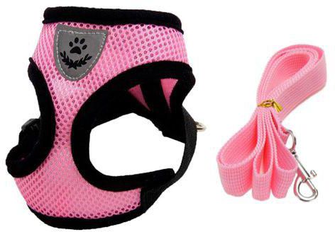 Generic Mesh Dog Chest Back Vest Breathable And Soft Pet Traction Rope Pink M