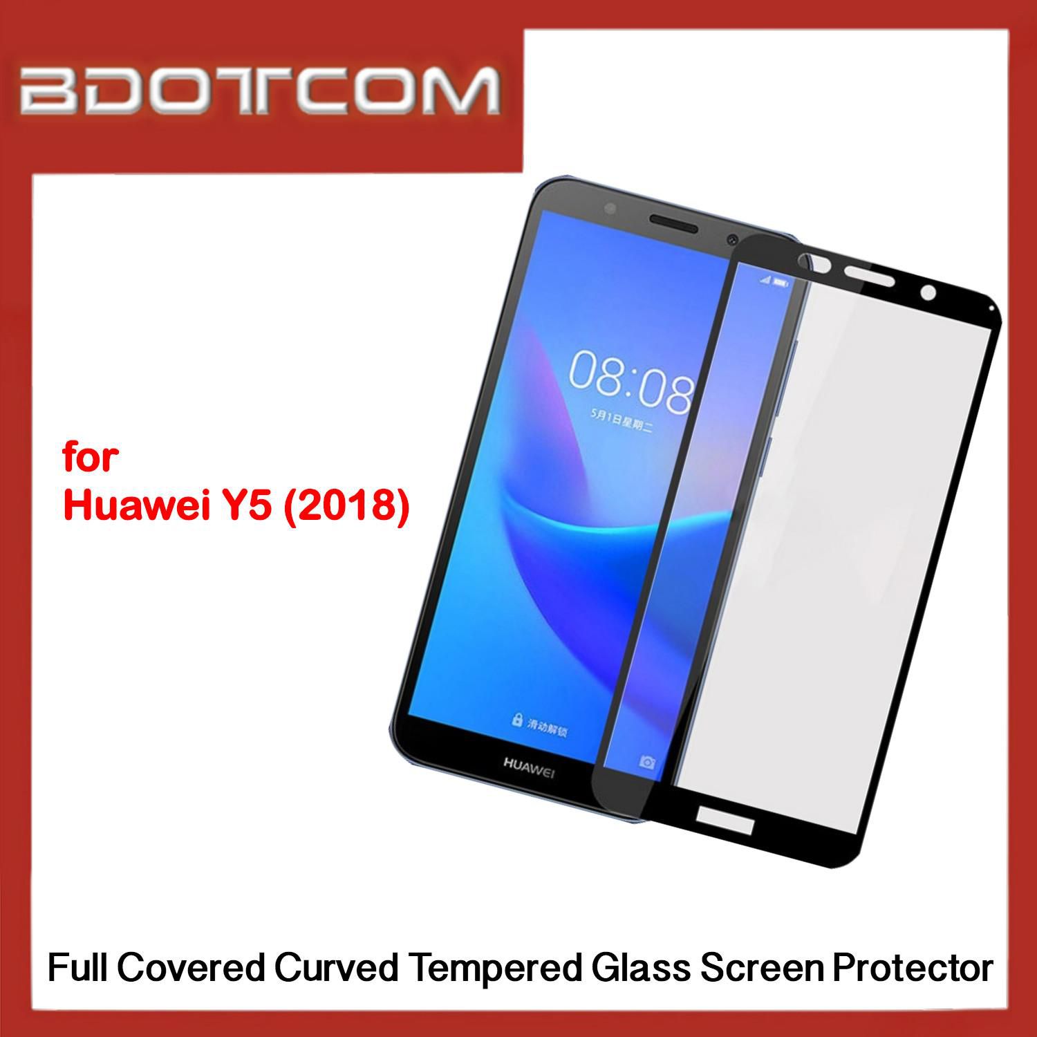 Bdotcom Full Covered Curved Glass Screen Protector for Huawei Y5 2018 (Black)