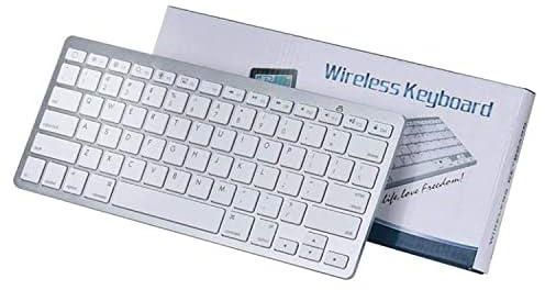 أبيض: لوحة مفاتيح بلوتوث لاسلكية صغيرة رفيعة من 78 مفتاح لايباد برو 9.7/12.9 بوصة، كيبورد بتصميم منخفض الطاقة واستهلاك التيار