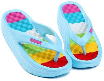 Beach Wedge Sandals Blue Flip Flops Slipper For Women