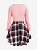 Plus Size Plaid Cable Knit Long Sleeves Colorblock Tee - 2x | Us 18-20