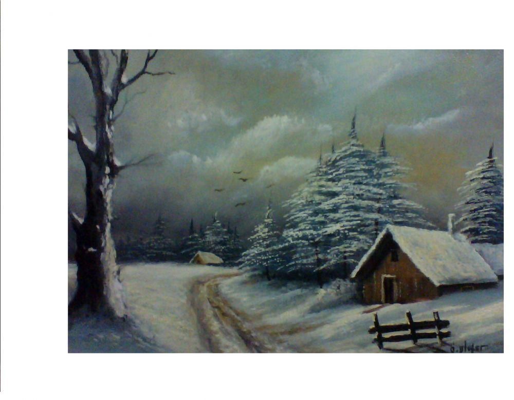 winter landscape oil painting on canvas