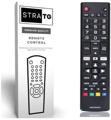 StraTG Remote Control Compatible With LG 8MT42DF 28LJ400B 43LJ5000 43LJ500M 32LJ500B 28LJ400B-PU Smart TV Screen AKB75095307 AKB75095308 AKB74475401 AKB74475433 Netflix Prime Google Alexa buttons