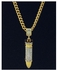 30' Thin Cuban Link Gold Chain With Bullet Pendant
