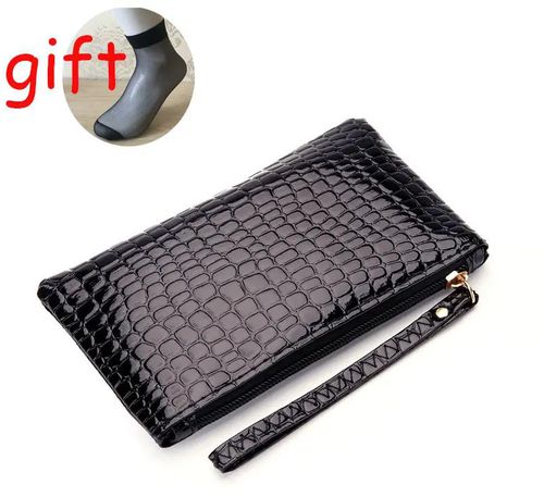 High Quality Handbag Women Portable Leather Wallet Purse Simple Style Crocodile Pattern Phone Bag