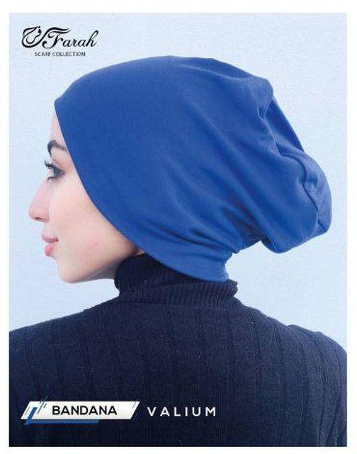 Farah بندانه حجاب مقفولة بدون خياطة فوليوم خامة خفيفة قطن ليكرا - Fun Blue