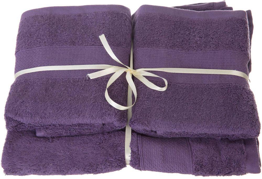 Jacquarddina Bath Towel Pack Of 3 Pieces, Dark Purple