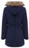 Zaful Women's Hooded Jacket With Drawstring Waist - Navy Blue