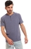 Ted Marchel Short Sleeves Cotton Henley Shirt - Heather Navy Blue