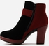 KAIGUAN Bow Heeled Ankle Boots - Black & Burgundy