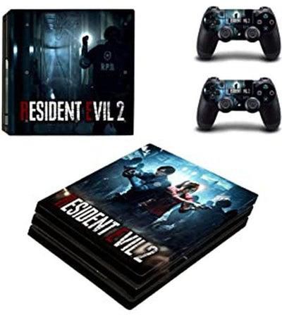 ملصق بتصميم مستوحى من لعبة "Resident Evil" لجهاز سوني بلايستيشن 4 (برو) وأذرع التحكم عن بعد
