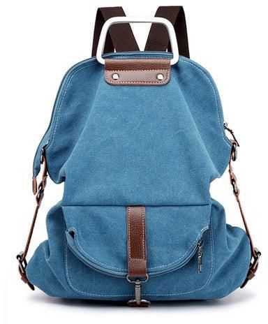 Adjustable Strap Canvas Backpack Blue