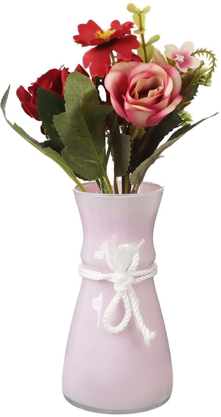 Get Decorative Glass Vase, With Flowers, 13 Cm - Mauve with best offers | Raneen.com