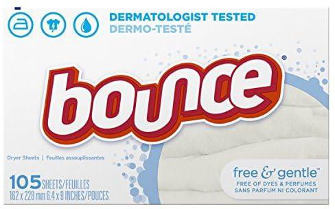 Bounce Fabric Softener Dryer Sheets, Free and Gentle, 105 Count