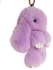 Plush Bunny Keychain Rabbit Real Fur Figure Doll Key Chain Handbag Decoration Accessory Cellphone Car Pendant 7"-Light purple