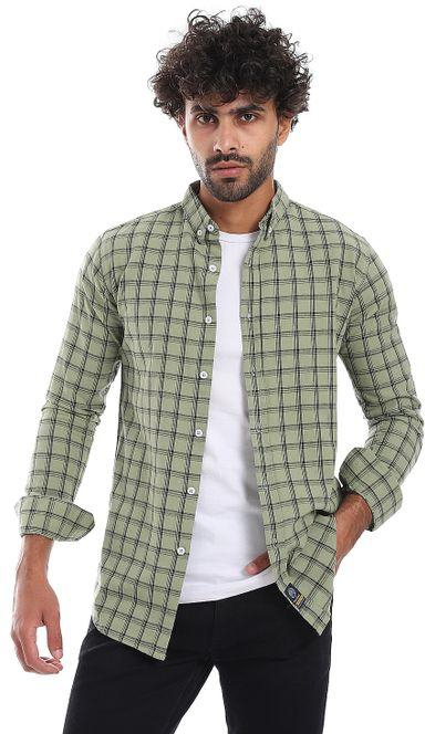 Pavone Widel Plaids Long Sleeves Shirt - Seige Green