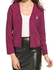 ZEAGOO Casual V-Neck Long Sleeve Solid Blazer Suits With Brooch-Purple