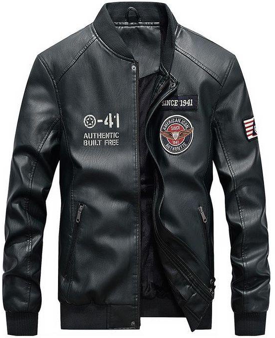 Men's Leather Weather Jacket - Casual/Business Men Leather Jacket - Black