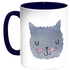 Happy Cat Printed Coffee Mug Blue/White