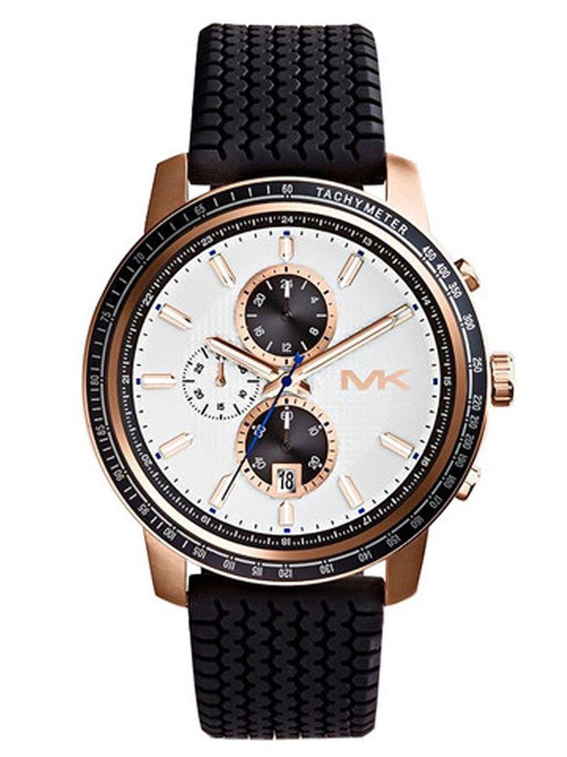 ساعة مايكل كورس بيضاء للرجال بسوار من السليكون - MK8343