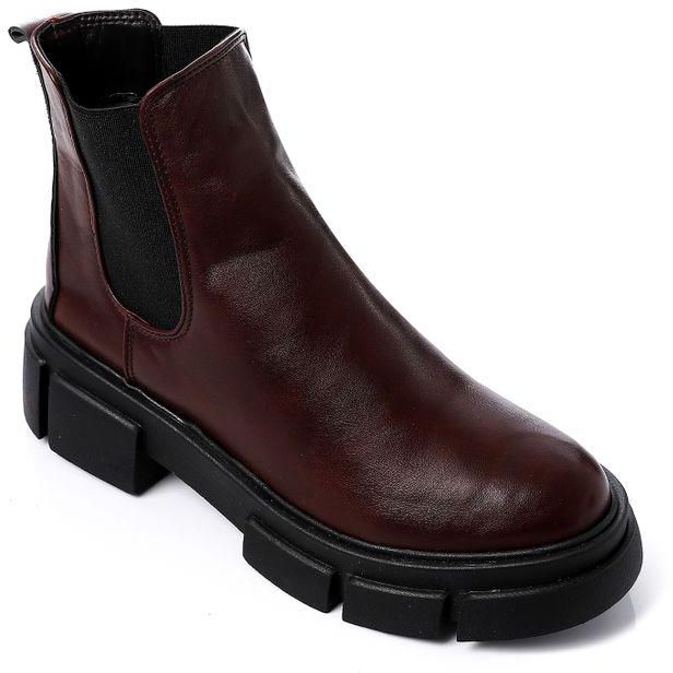 xo style Leather Ankle-Boot - Burgundy