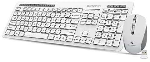 ZEBRONICS Zeb-Companion 500 2.4GHz Wireless Keyboard & Mouse Combo, USB Nano Receiver, Chiclet Keys, Ultra Silent, Power On/Off Switch, Rupee Key, for PC/Mac/Laptop (White)