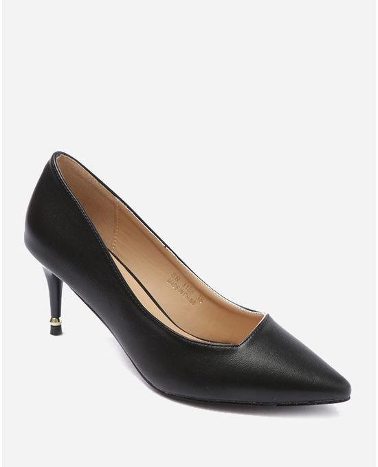 Shoe Room Pointed Leather Shoes - Black