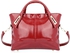 Fashion Ladies Patchwork Rivet Handbag PU Leather - Wine Red