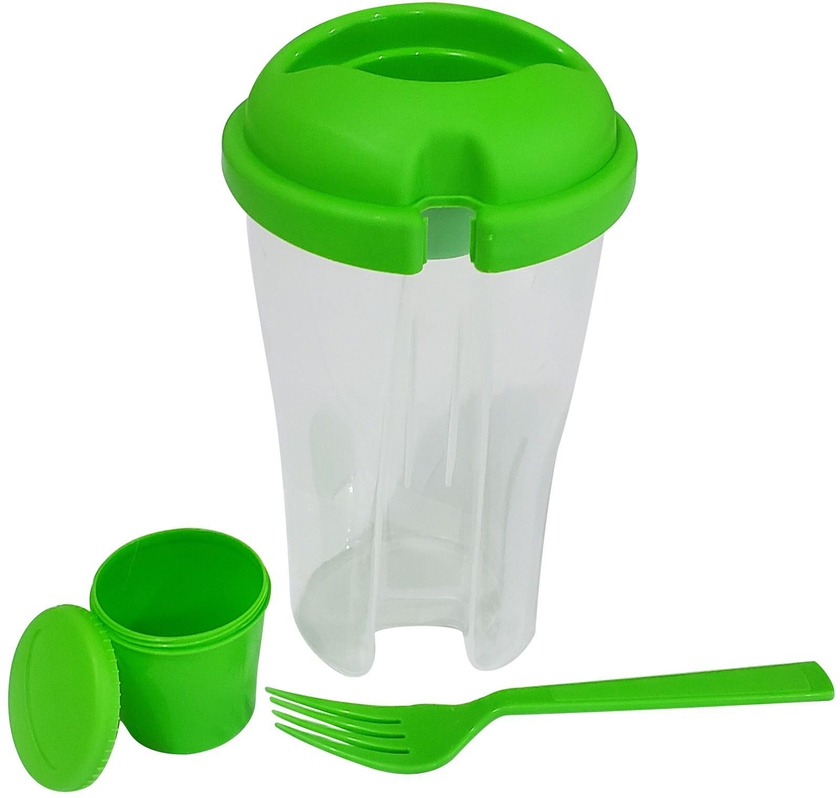 Shaker With Fork Green/Clear 850ml