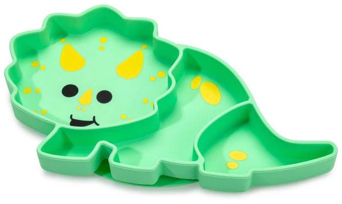 Melii Divided Silicone Suction Plate - Green Dinosaur