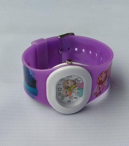 Frozen 3D Srap Silcone Kids Character Wrist Watch-purple