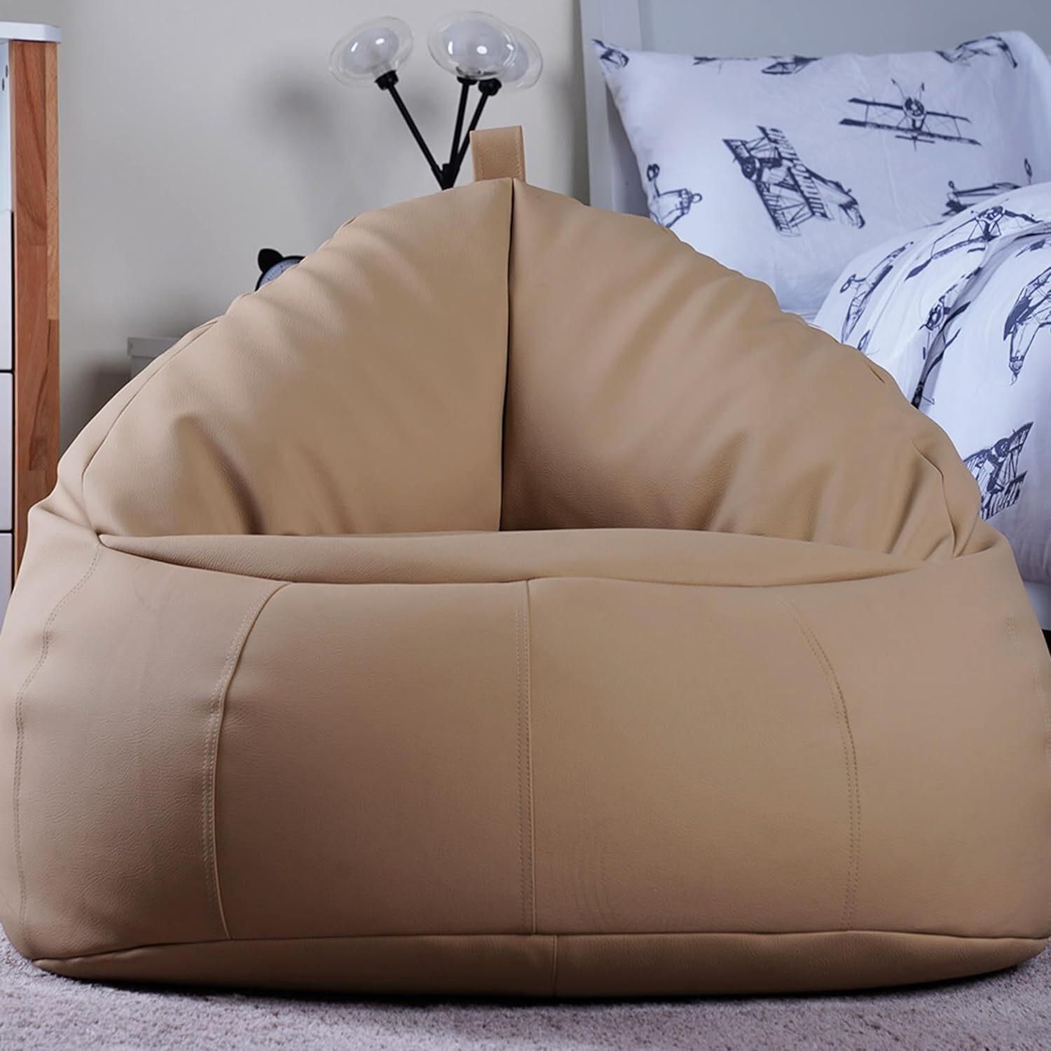 Pan Emirates Home Furnishings Home Luxe Faux Leather Chair Bean Bag 78X81X74cm-Beige
