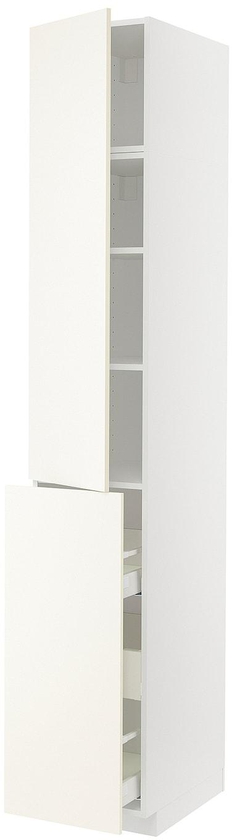 METOD / MAXIMERA خزانة عالية مع وظيفة سحب ٣ أدراج/١ - أبيض/Vallstena أبيض ‎40x60x240 سم‏