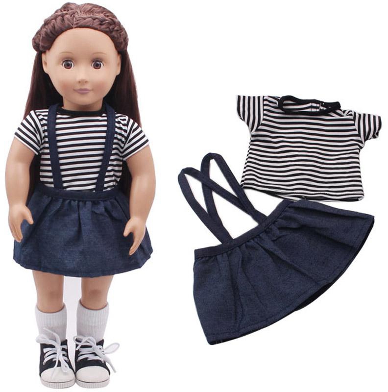 Dress Up Toy's Suspender Dress T Shirt Set Lovely Simple Toy's Clothing Set